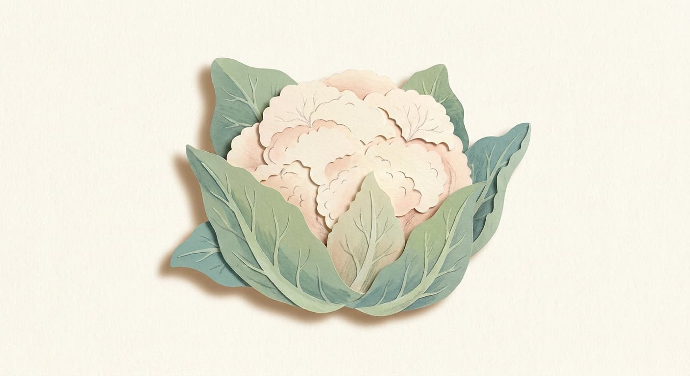 Paper-cut illustration: a cauliflower
