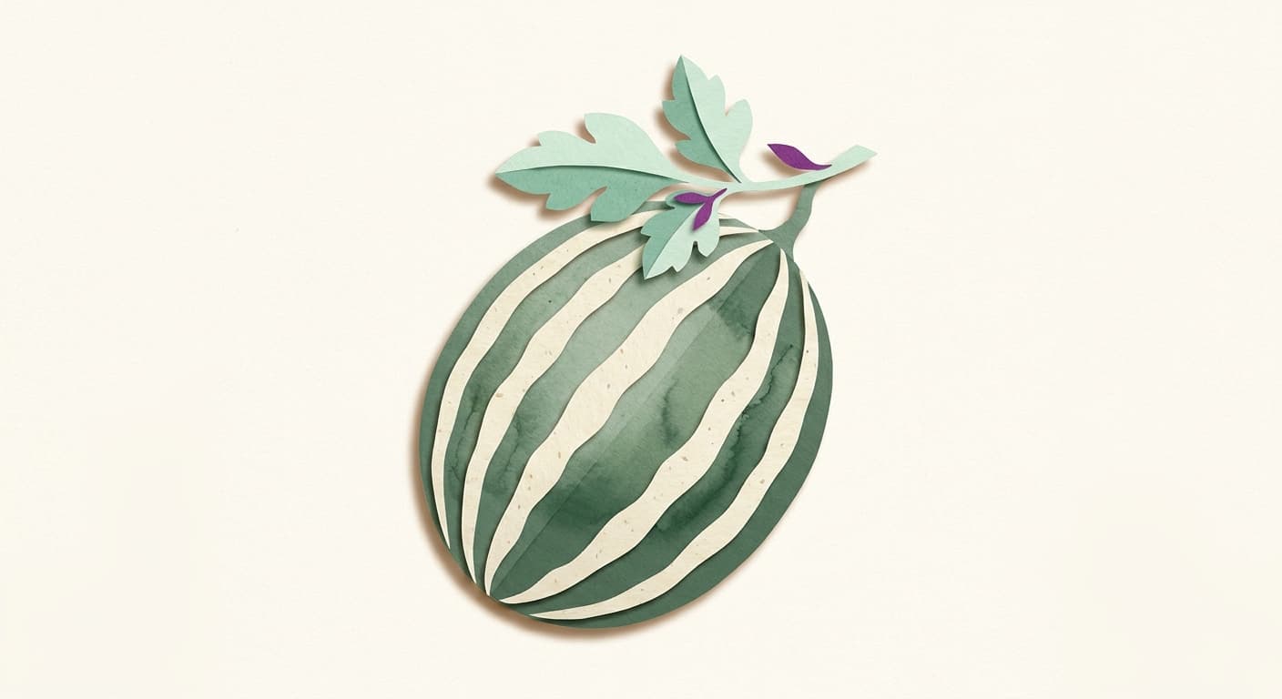 Paper-cut illustration: a large watermelon