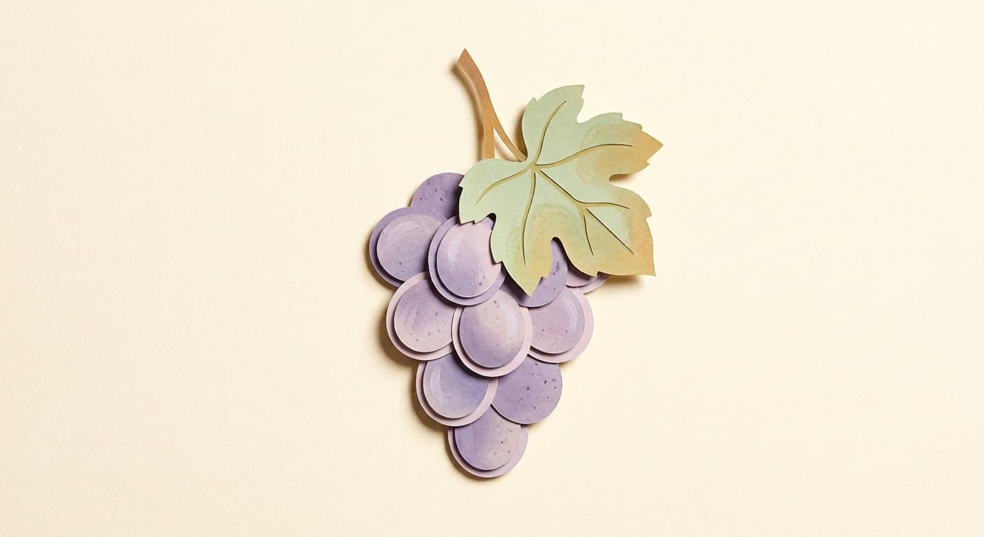 Paper-cut illustration: a grape