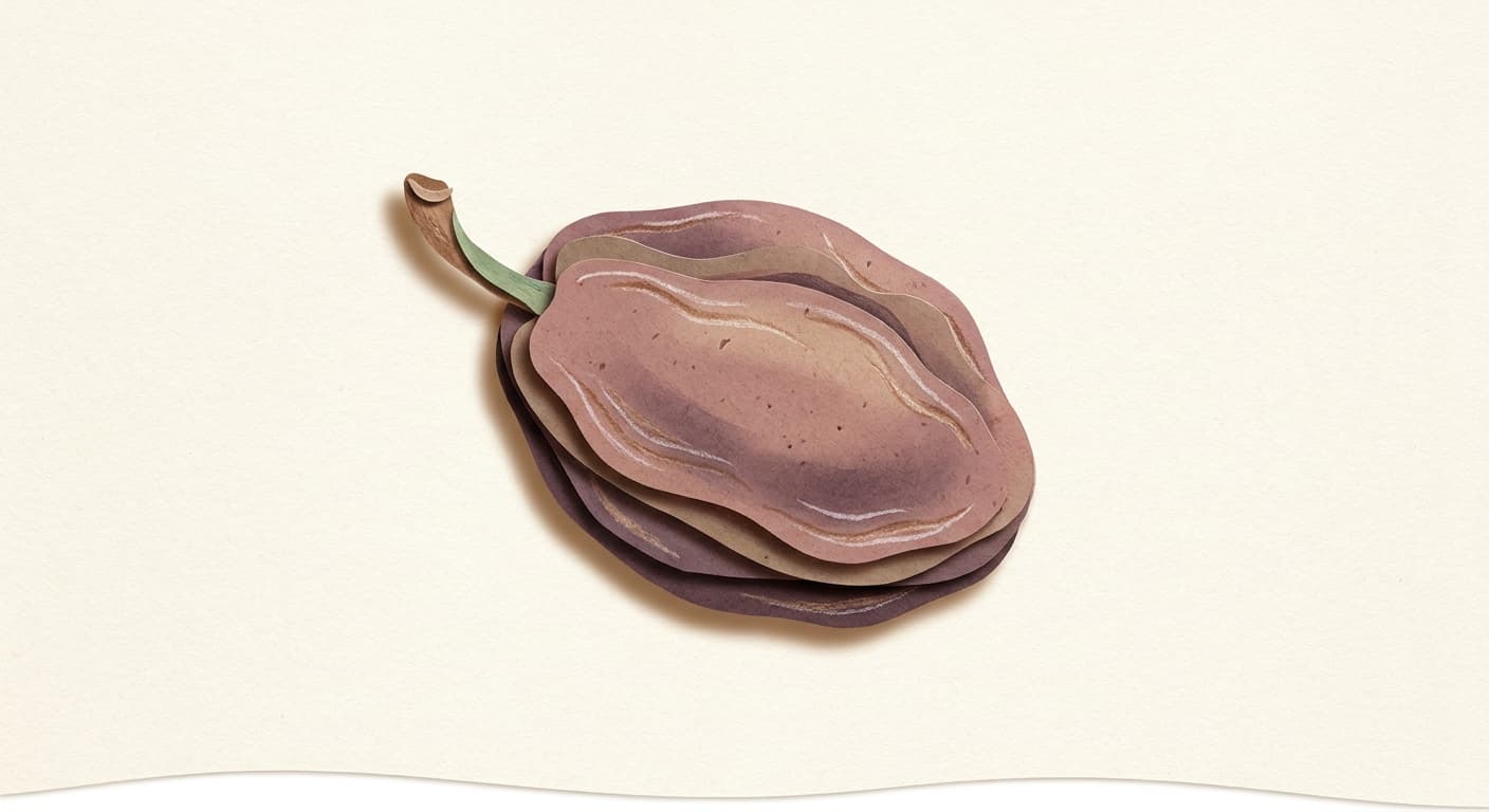 Paper-cut illustration: a prune