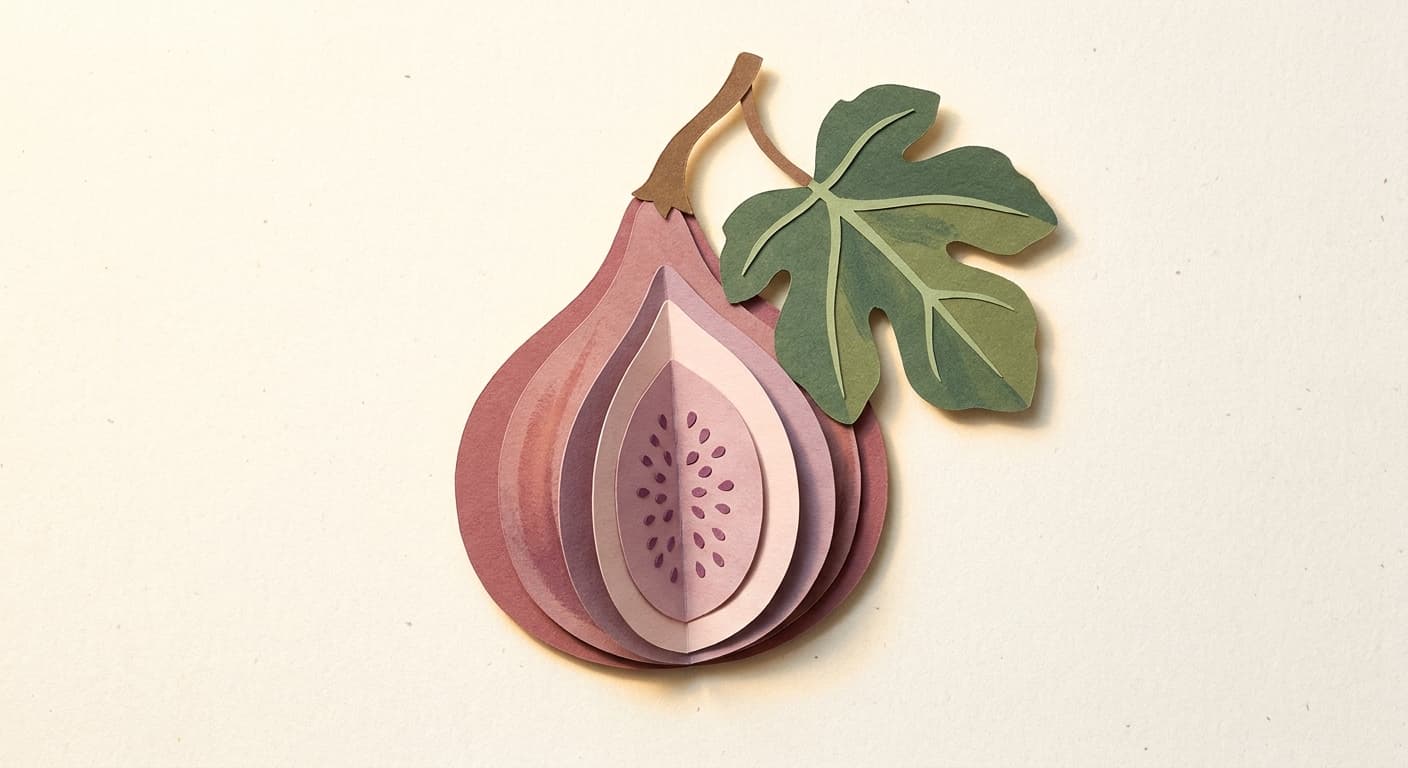 Paper-cut illustration: a fig