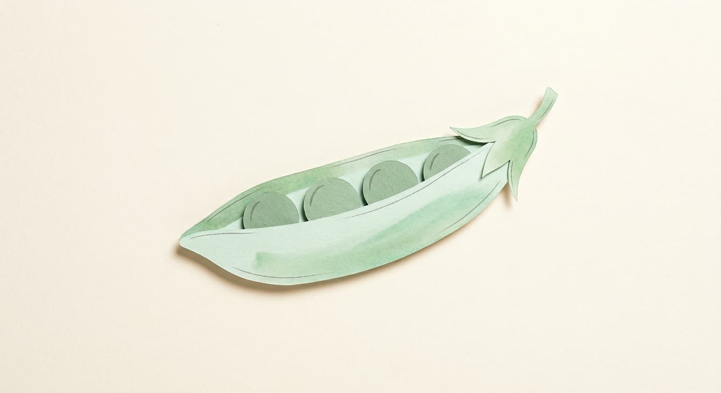 Paper-cut illustration: a peapod