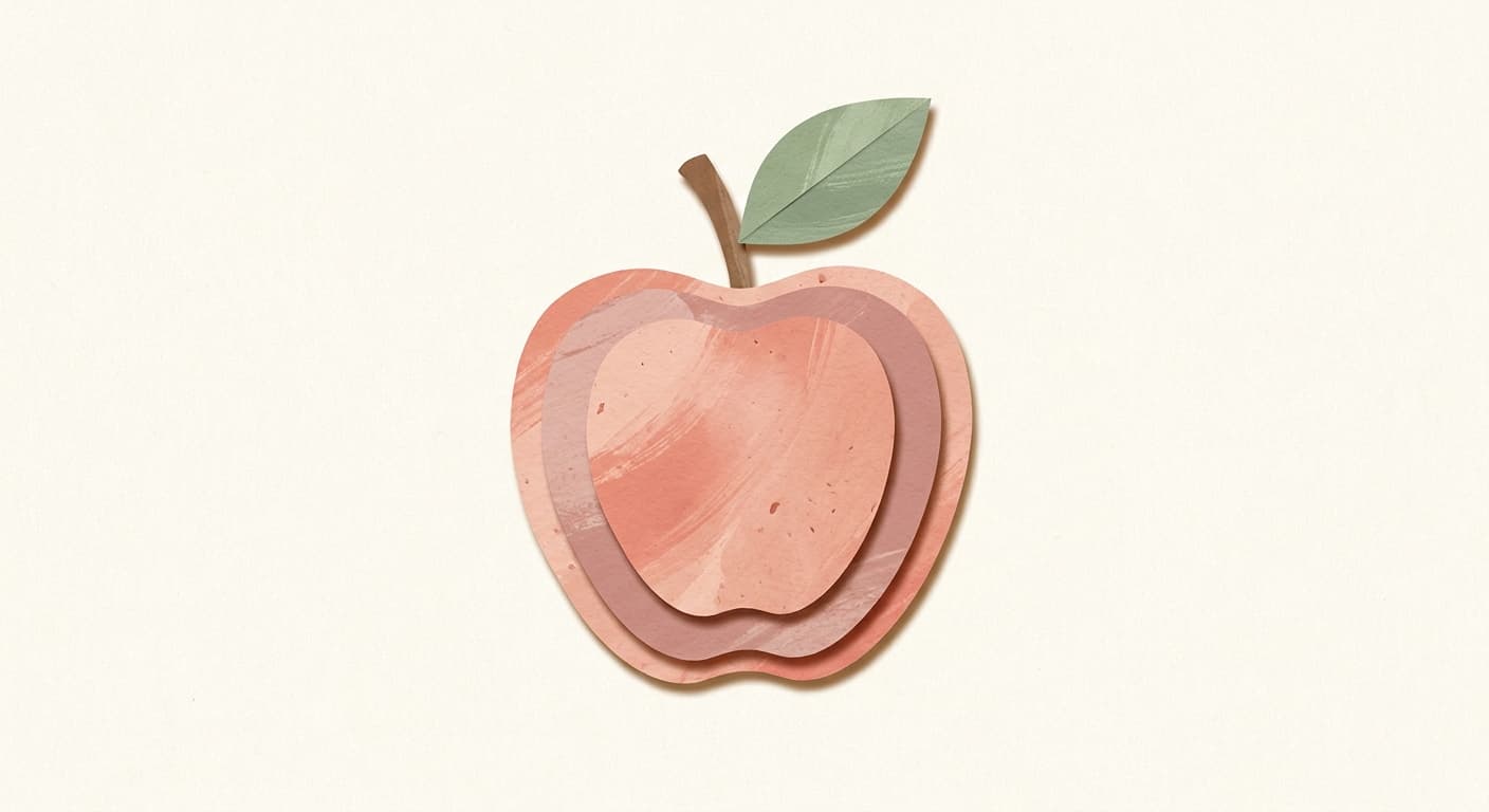 Paper-cut illustration: an apple