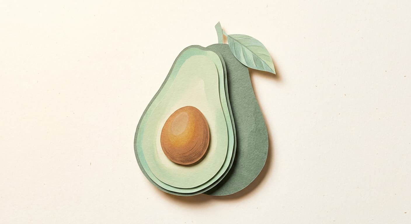 Paper-cut illustration: un aguacate