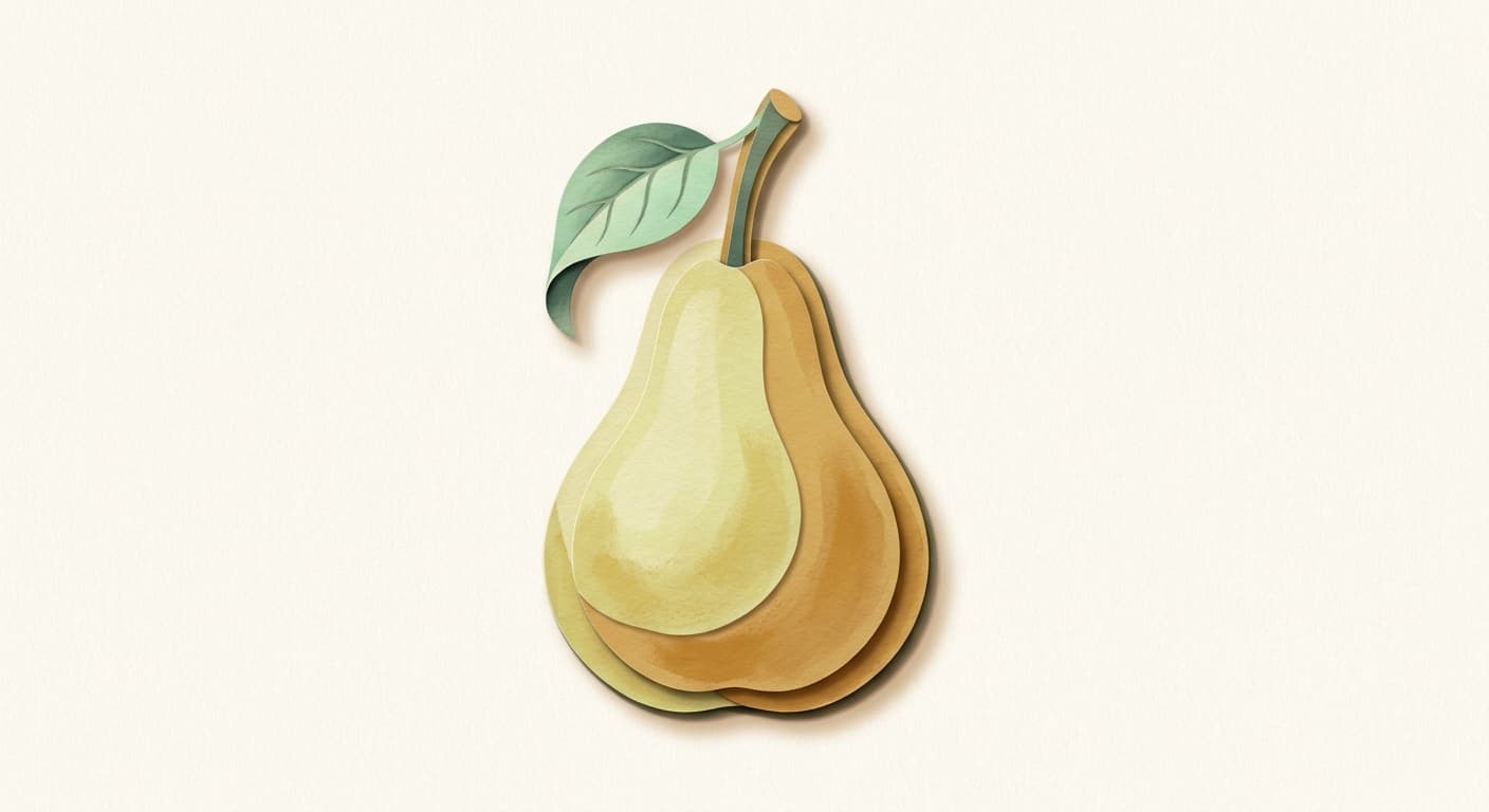 Paper-cut illustration: a pear