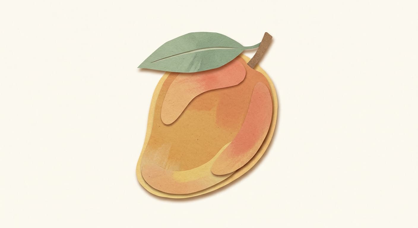 Paper-cut illustration: a mango
