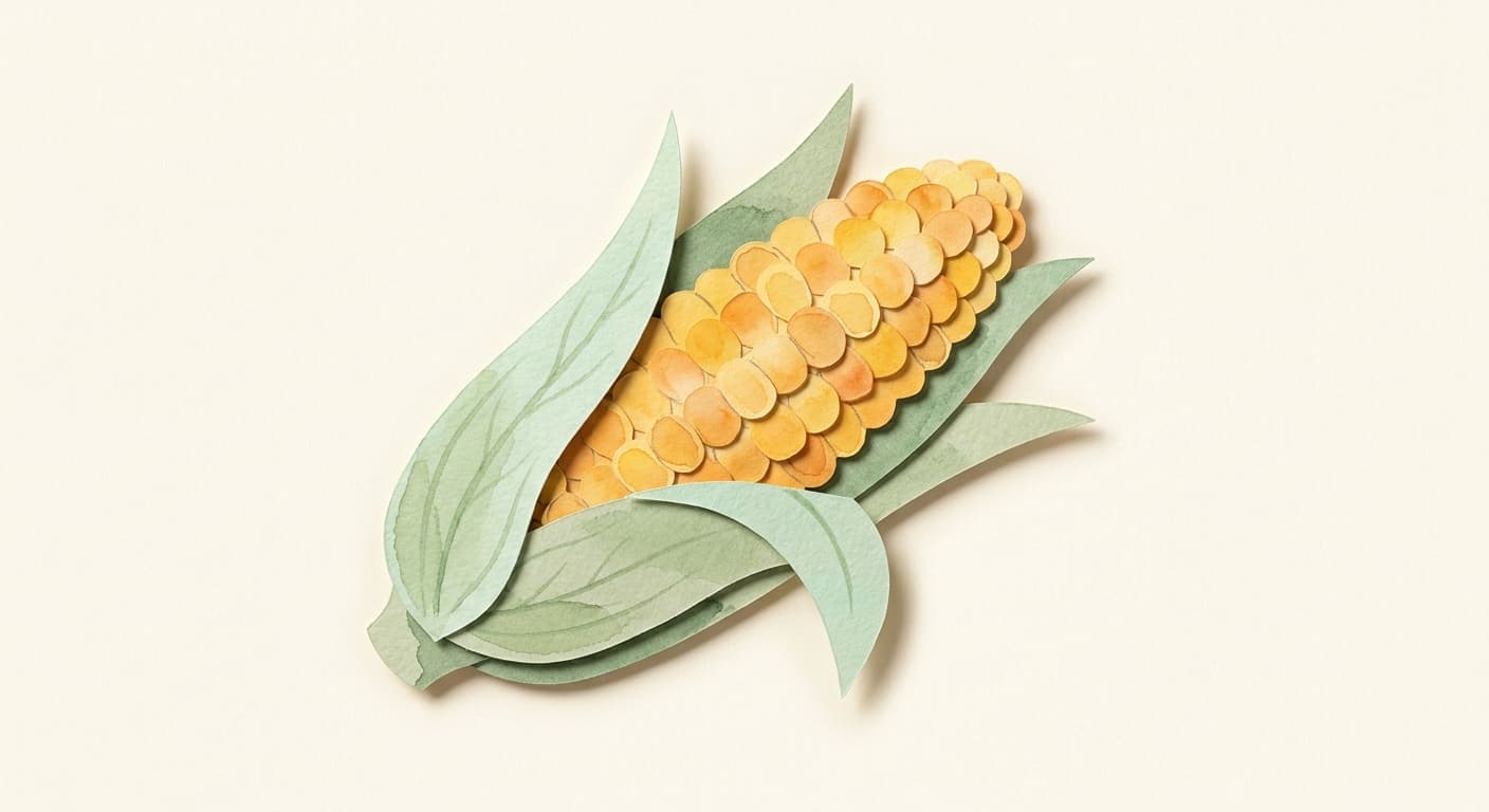 Paper-cut illustration: an ear of corn