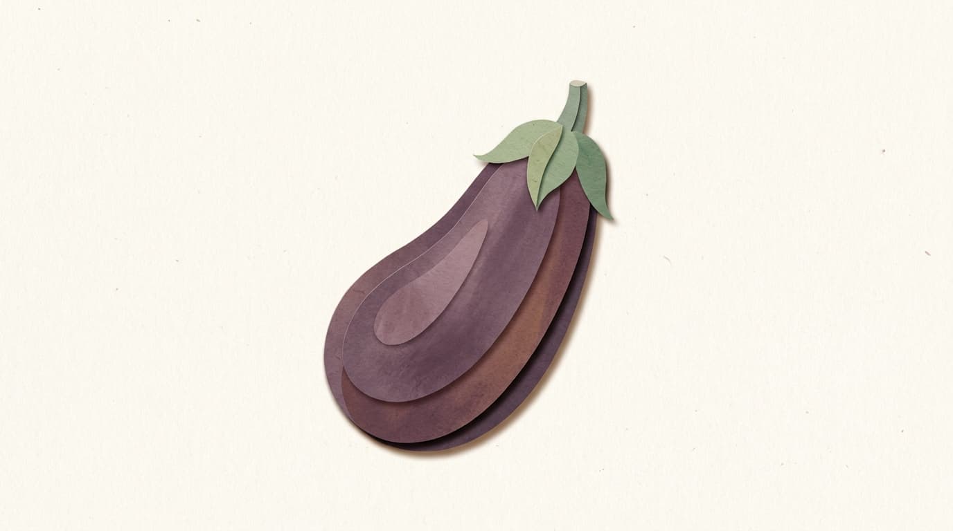 Paper-cut illustration: an eggplant