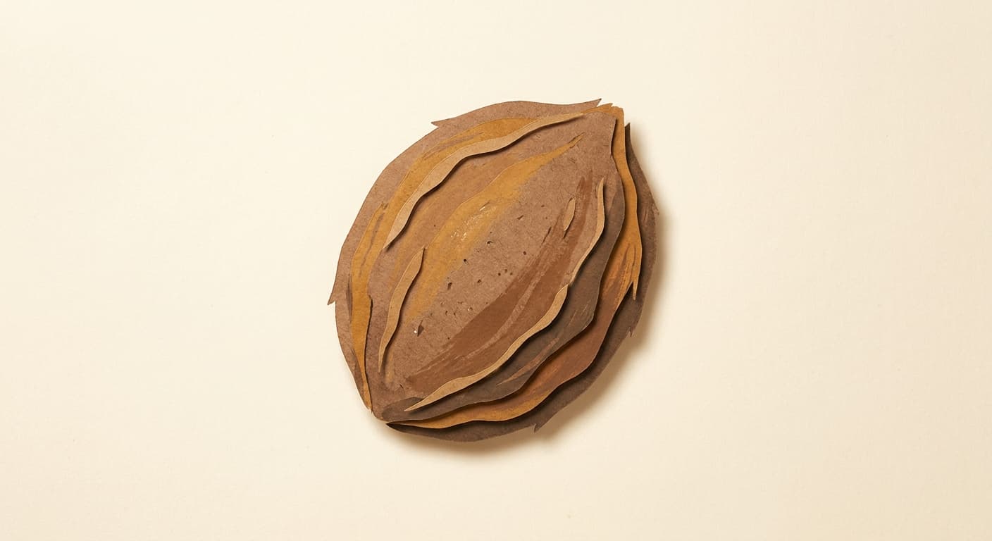 Paper-cut illustration: a coconut