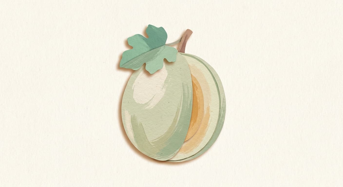 Paper-cut illustration: un melón honeydew