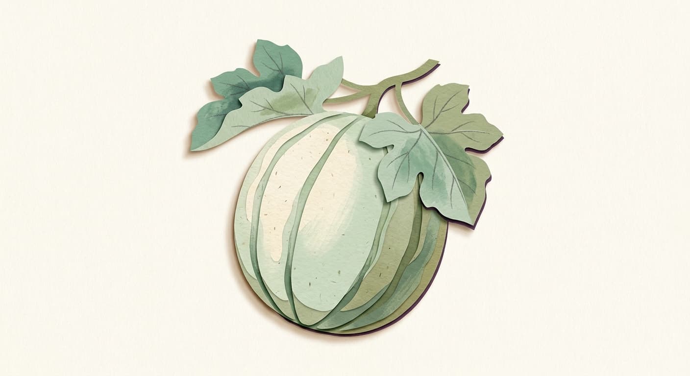 Paper-cut illustration: un melón honeydew