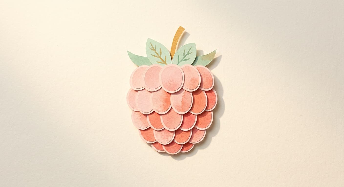 Paper-cut illustration: a raspberry